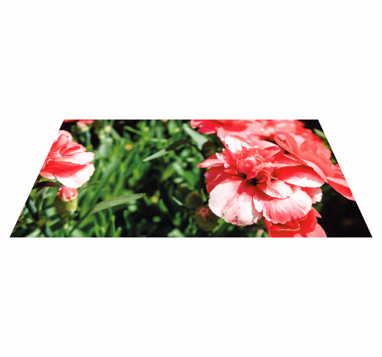 Tapis vinyle fleurs et plantes fleurs roses et gazon - TenStickers