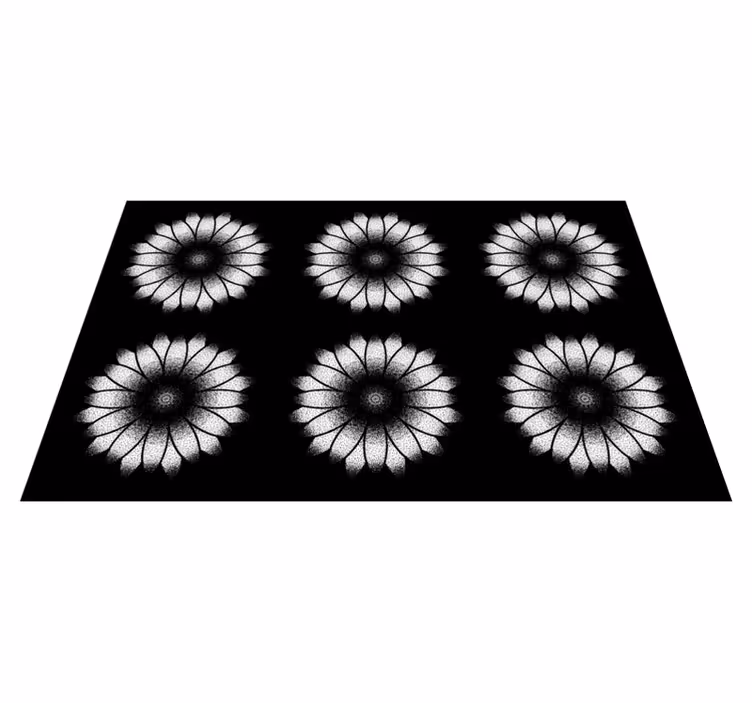 Tapis vinyle fleurs et plantes inspiration noir et blanc - TenStickers