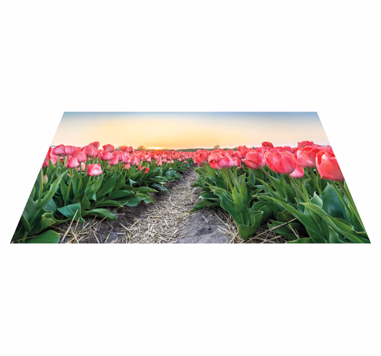 Tapis vinyle fleurs et plantes champ de tulipes - TenStickers
