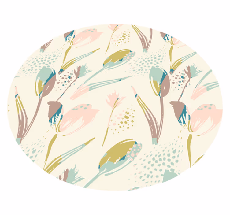 Tapis vinyle fleurs et plantes cercle de motifs floraux - TenStickers