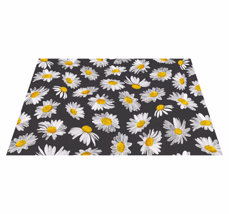 Tapis vinyle fleurs et plantes motif marguerite gris - TenStickers