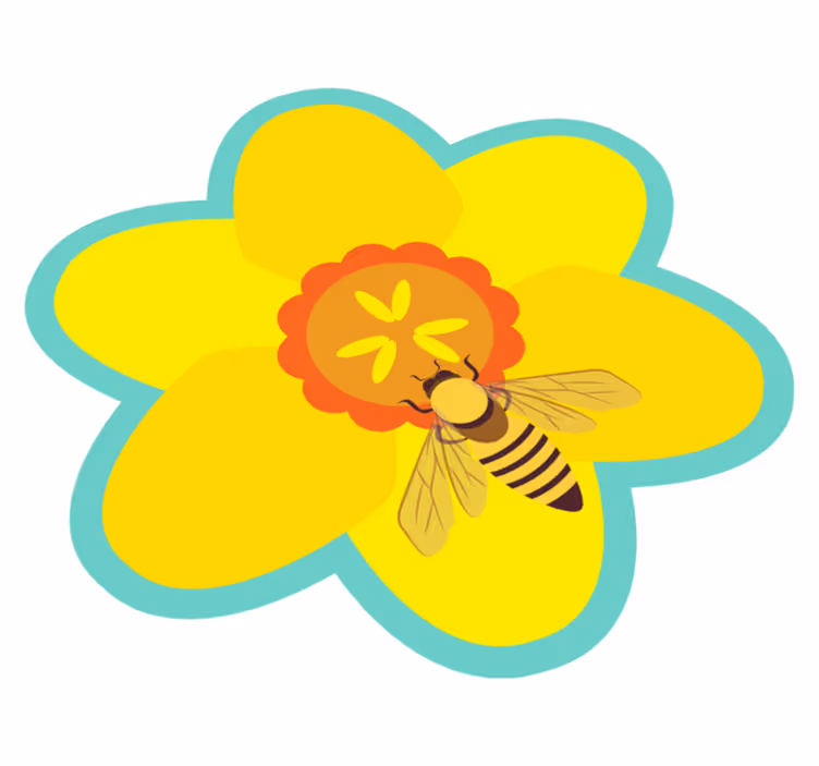 Tapis vinyle fleurs et plantes abeille sur un tournesol - TenStickers