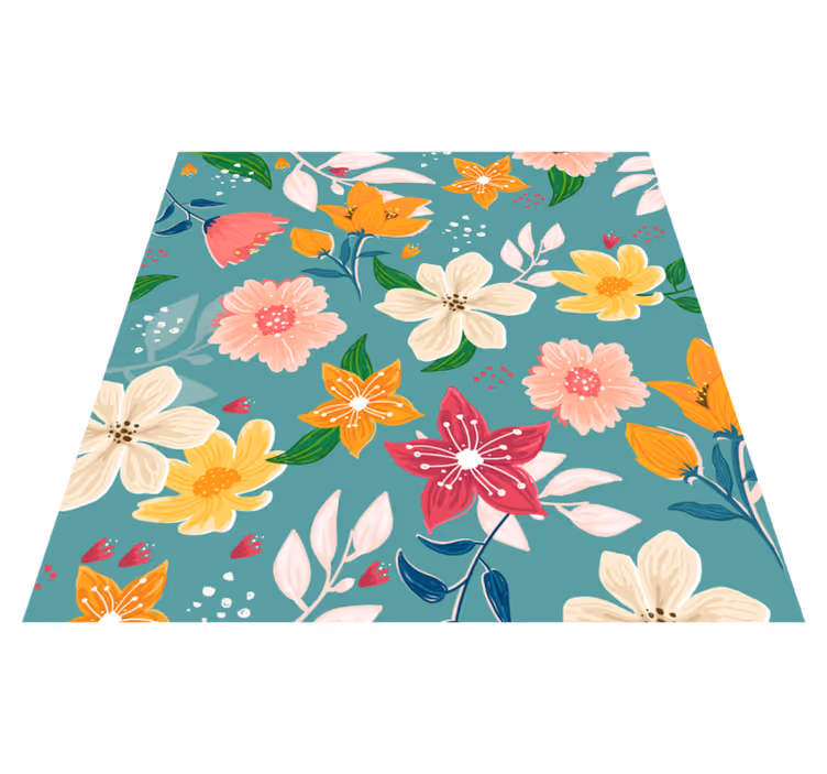 Tapis vinyle fleurs et plantes jeu de motifs floraux - TenStickers