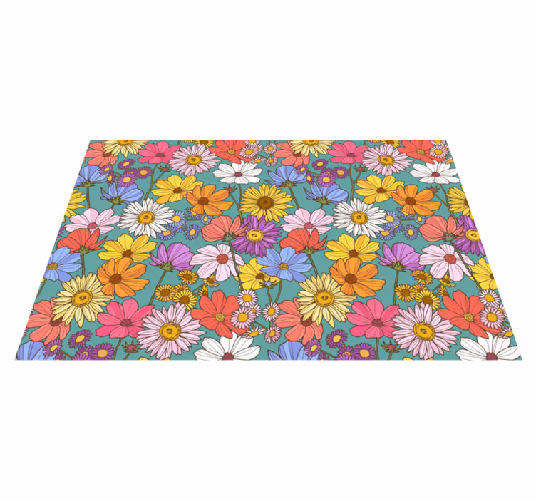 Tapis vinyle fleurs et plantes motif coloré et lumineux - TenStickers