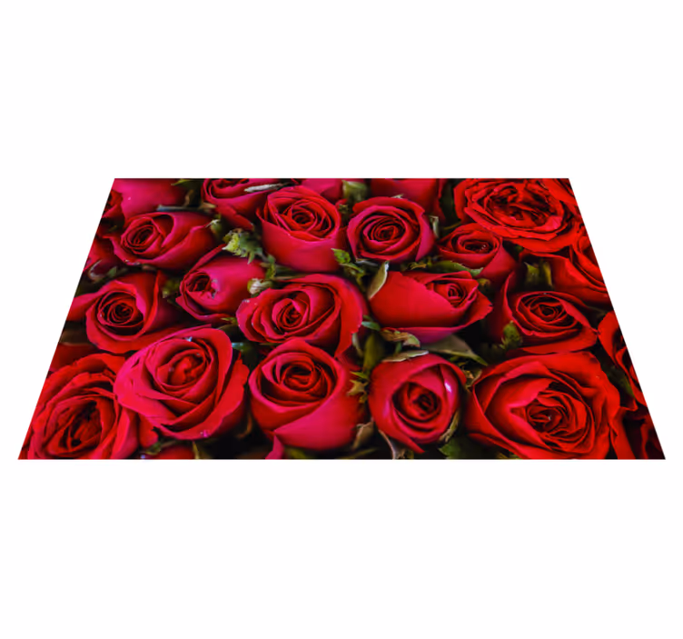 Tapis vinyle entrée roses rouges vibrantes - TenStickers