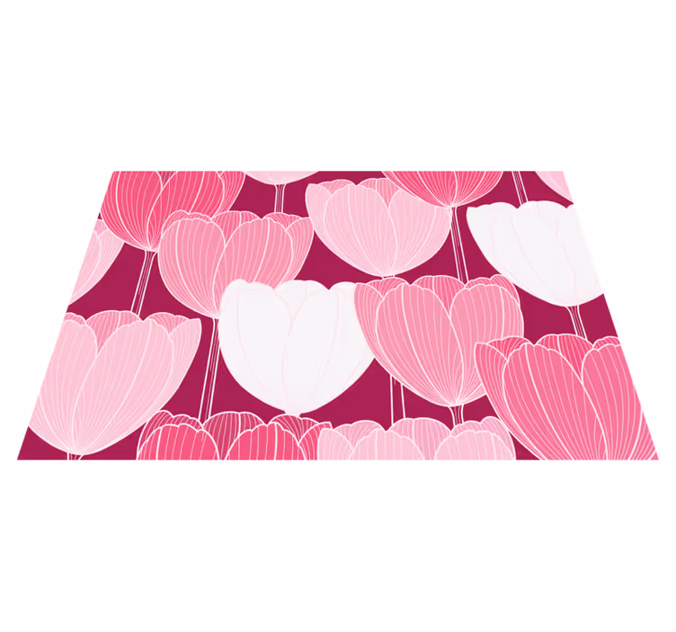 Tapis vinyle fleurs et plantes éléments de tulipes roses - TenStickers