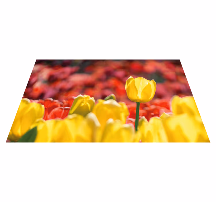 Tapis vinyle fleurs et plantes bouquet de tulipes jaunes - TenStickers