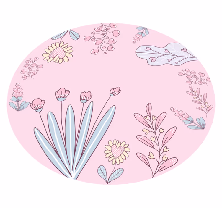 Tapis vinyle fleurs et plantes motifs de cœur floraux - TenStickers