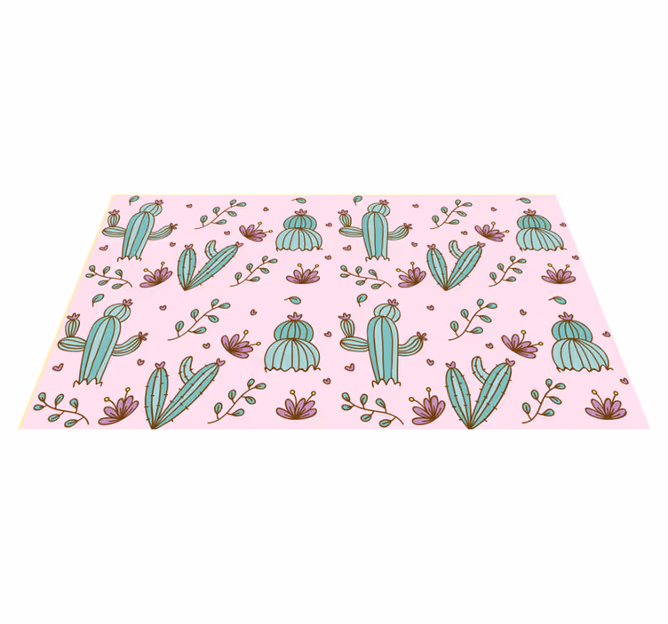 Tapis vinyle fleurs et plantes motif floral de cactus - TenStickers