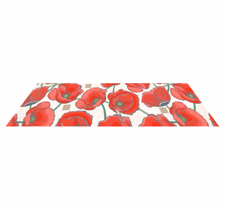 Tapis vinyle fleurs et plantes Élégance de pétales rouges - TenStickers