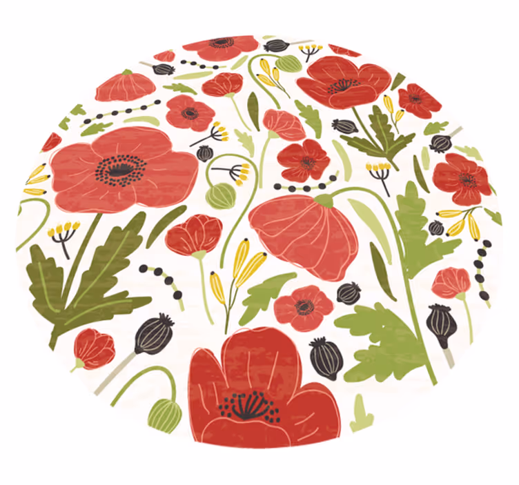 Tapis vinyle fleurs et plantes bouquet de pavots rouges - TenStickers