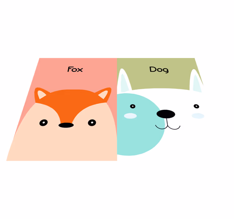 Tapis vinyle pour enfants visages de renard et de chien - TenStickers