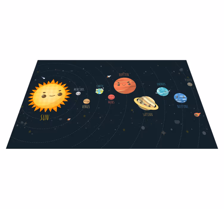 Tapis vinyle chambre bébé voyage dans le système solaire - TenStickers