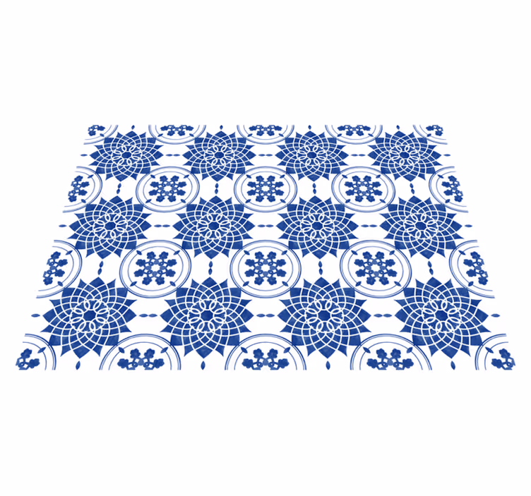 Tapis vinyle mandala motifs bleus complexes - TenStickers