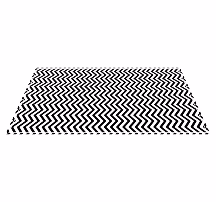 Tapis vinyle géométrique chevron noir et blanc - TenStickers