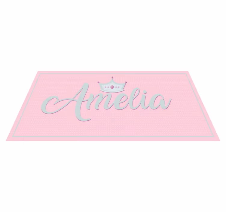 Tapis vinyle personnalisé nom rose couronné - TenStickers