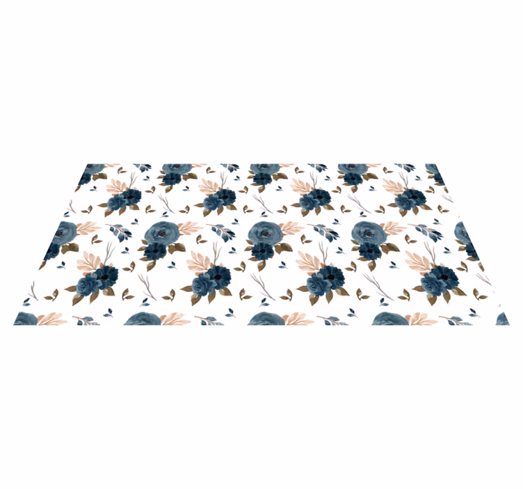 Tapis vinyle fleurs et plantes roses bleues élégantes - TenStickers
