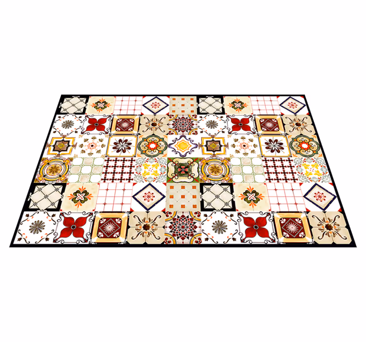 Tapis vinyle carreaux de ciment motifs de mosaïque colorés - TenStickers