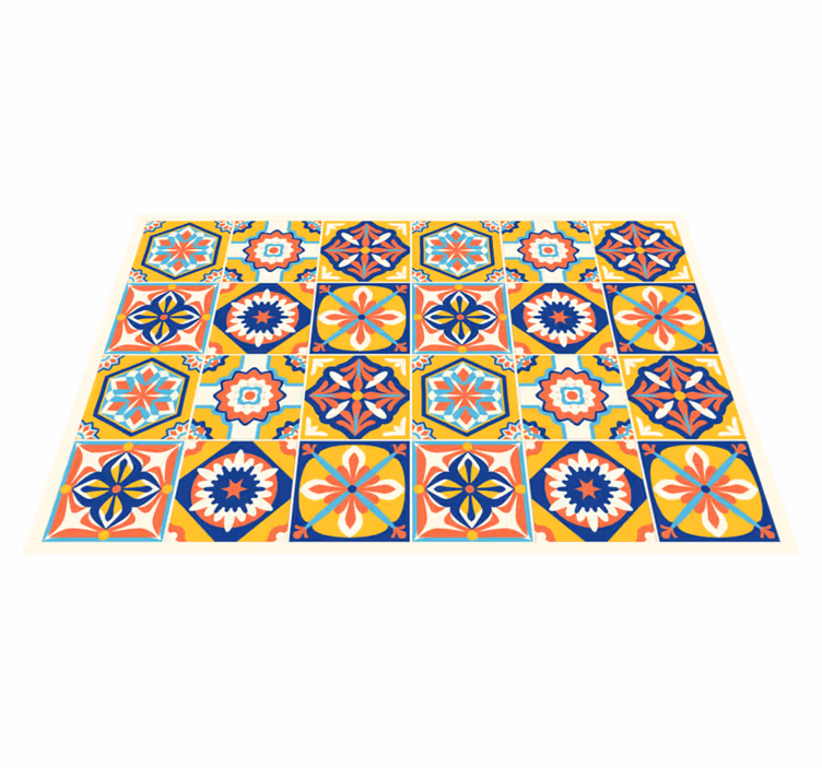 Tapis vinyle carreaux de ciment motif de mosaïque coloré - TenStickers