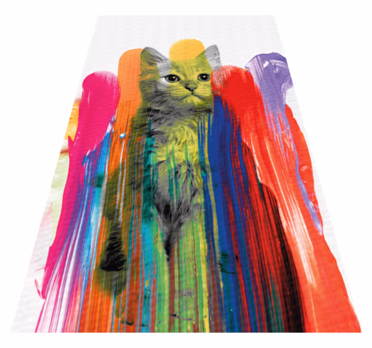 Tapis vinyle moderne portrait de chat coloré - TenStickers