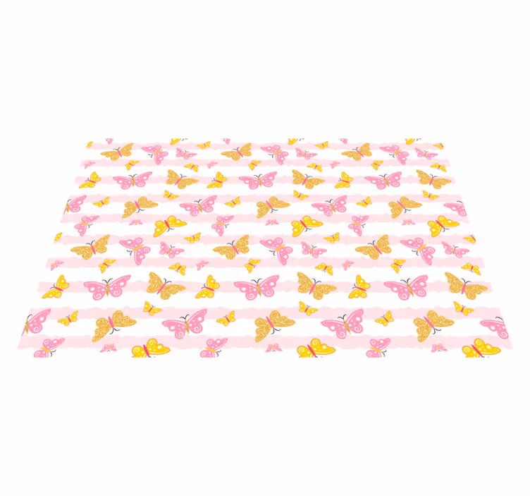 Tapis vinyle autres tapis papillons roses et jaunes - TenStickers
