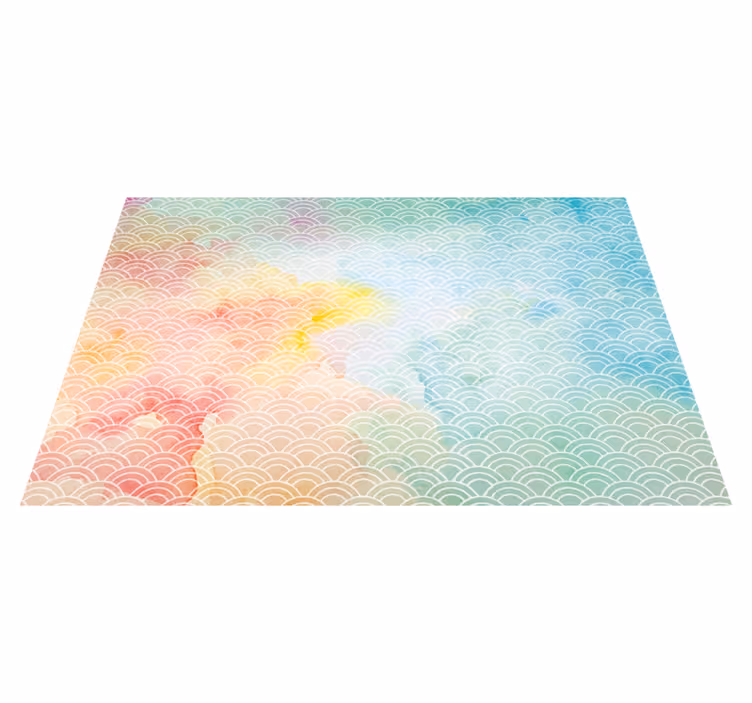 Tapis vinyle géométrique motif de vagues pastel - TenStickers