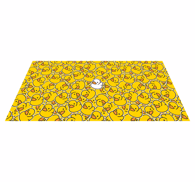 Tapis vinyle animal canard blanc à motifs jaunes - TenStickers
