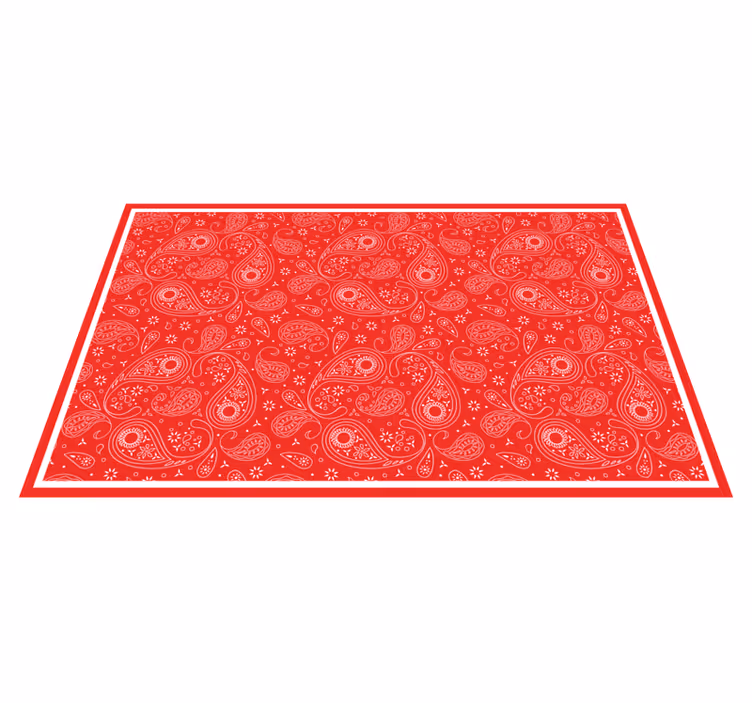 Tapis vinyle carte du monde motif cachemire rouge - TenStickers