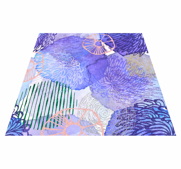 Tapis vinyle salle de bain motifs floraux tourbillonnants - TenStickers