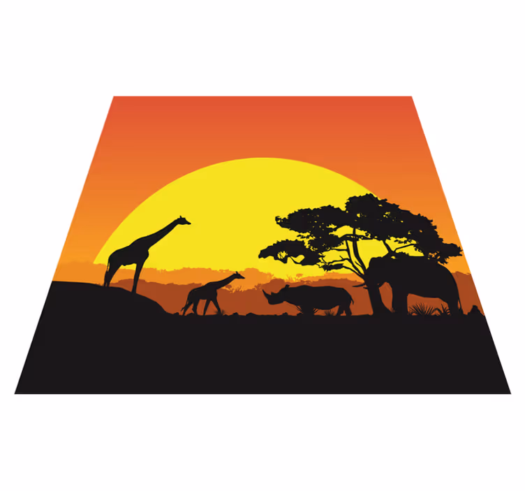 Tapis vinyle animal scène de safari au coucher du soleil - TenStickers