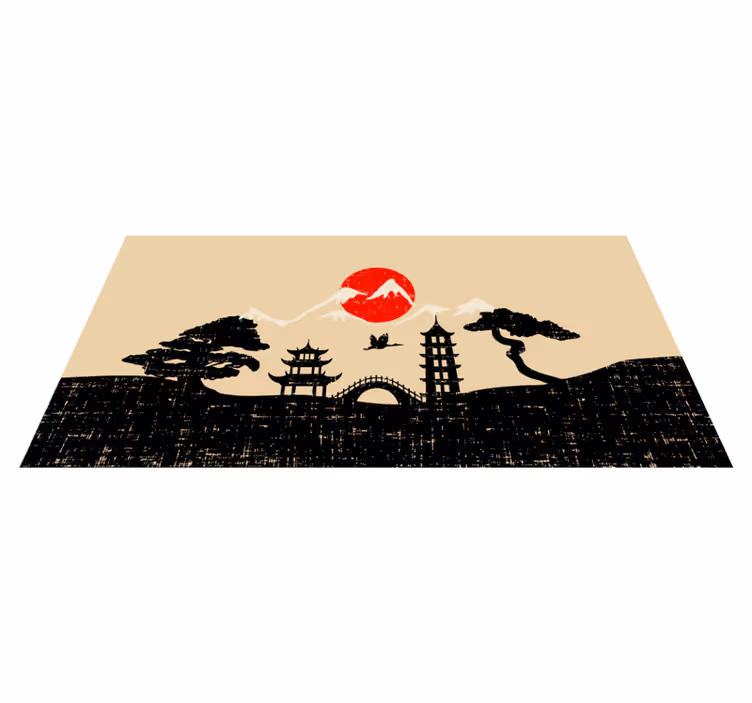 Tapis vinyle chambre scène de paysage japonais - TenStickers
