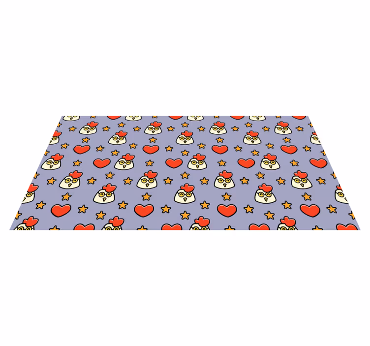 Tapis vinyle animal charmants coeurs de poulet - TenStickers