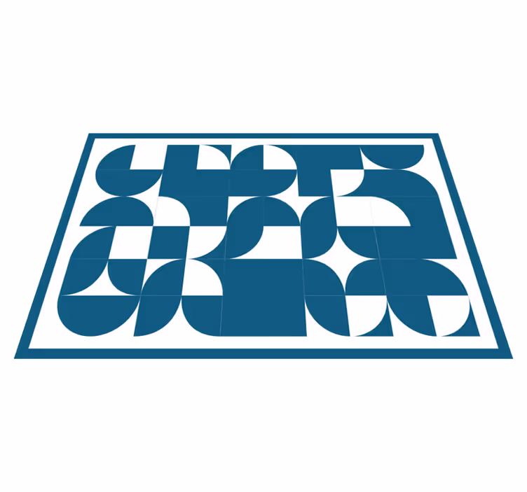 Tapis vinyle géométrique motif abstrait bleu - TenStickers