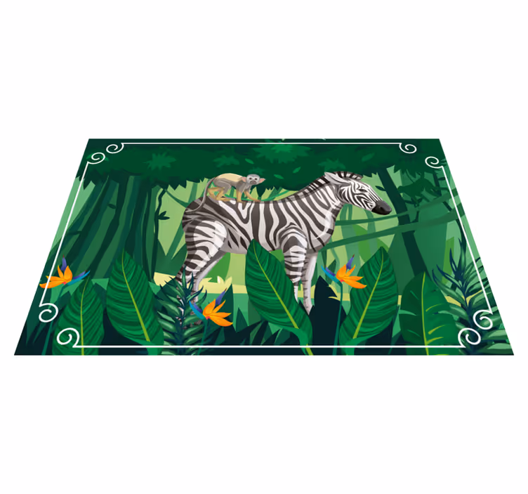 Tapis vinyle animal zèbre et singe - TenStickers