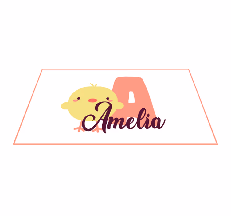 Tapis vinyle chambre bébé poussin avec nom et initiale - TenStickers