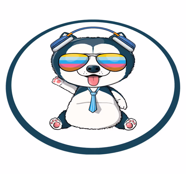 Tapis vinyle pour enfants personnage de chien cool - TenStickers