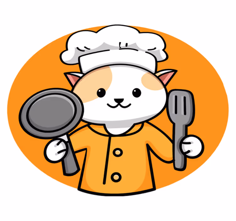 Tapis vinyle cuisine chat chef orange - TenStickers