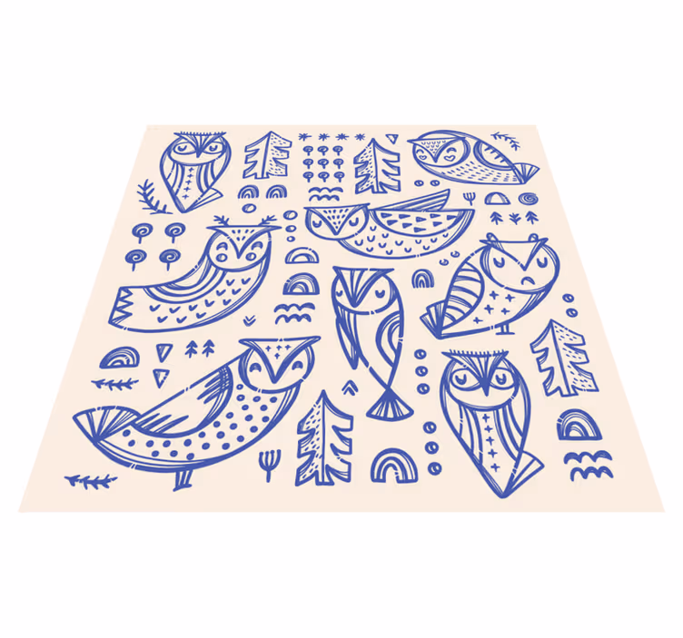 Tapis vinyle pour enfants motifs de hibou fantaisistes - TenStickers