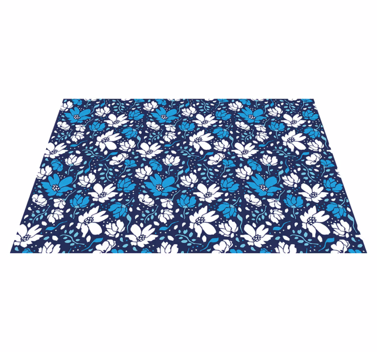 Tapis vinyle fleurs et plantes motif floral marine - TenStickers