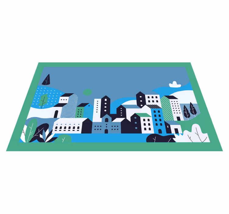 Tapis vinyle autres tapis paysage urbain bleu - TenStickers
