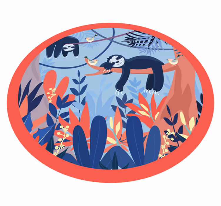 Tapis vinyle animal scène de jungle paresseuse - TenStickers
