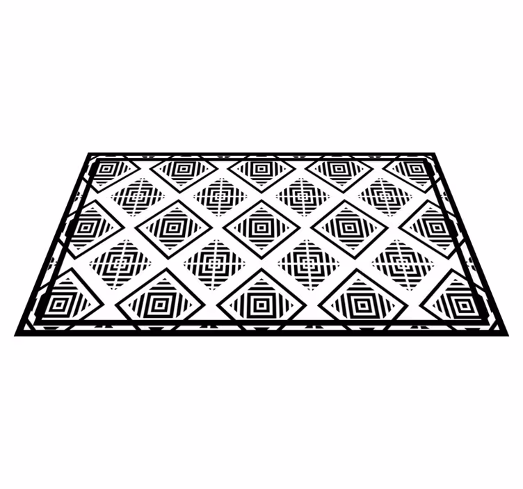 Tapis vinyle triangles carrés en noir et blanc - TenStickers
