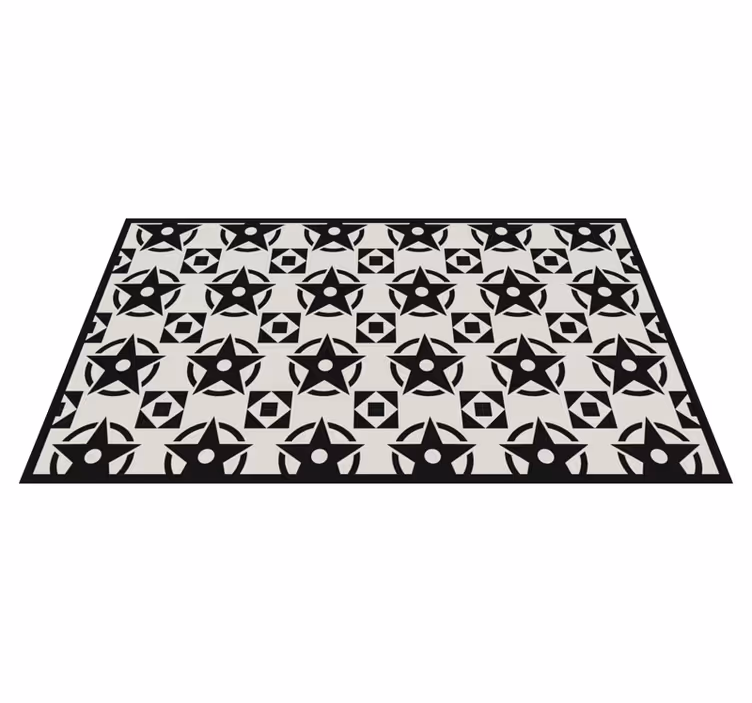 Tapis vinyle carreaux Fond blanc avec étoile noire - TenStickers