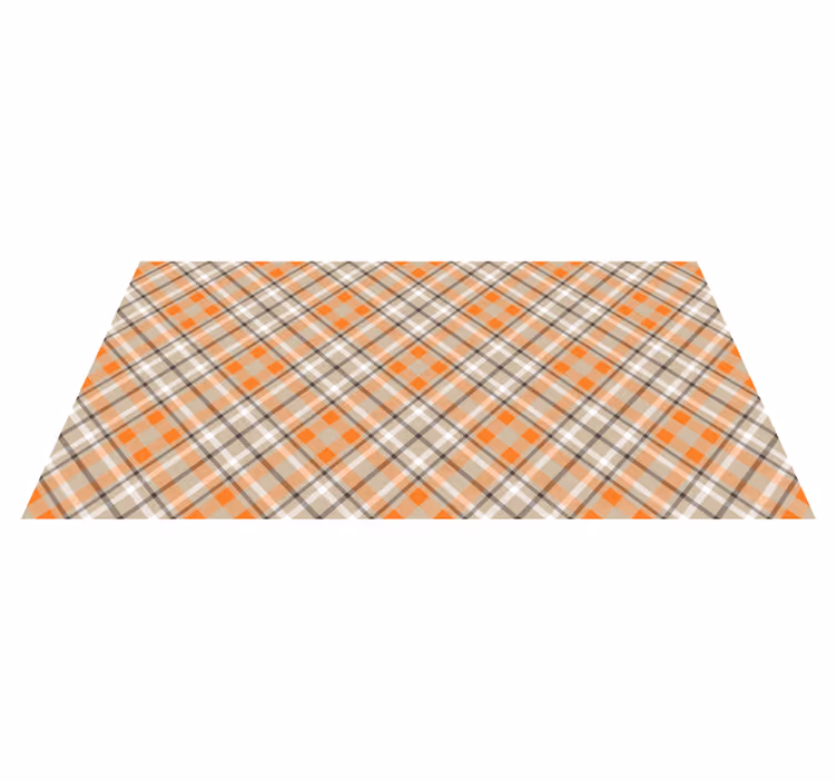 Tapis vinyle rayures motif à carreaux orange - TenStickers