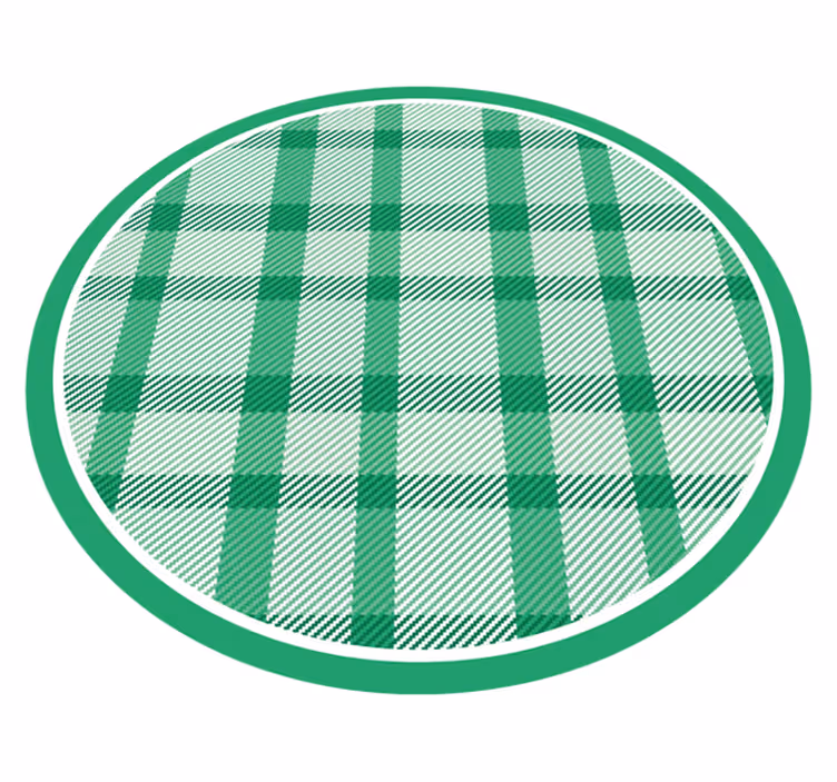 Tapis vinyle rond motif à carreaux verts - TenStickers