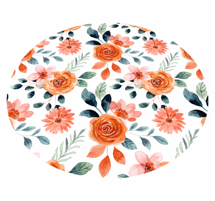 Tapis vinyle entrée cercle de fleurs florales - TenStickers