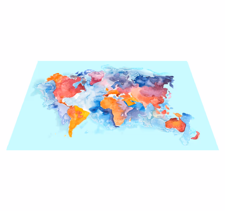 Tapis vinyle carte du monde colorée - TenStickers
