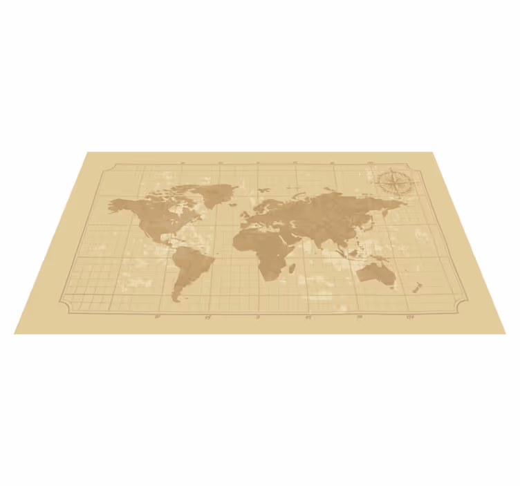 Tapis vinyle carte du monde illustration graphique rétro - TenStickers