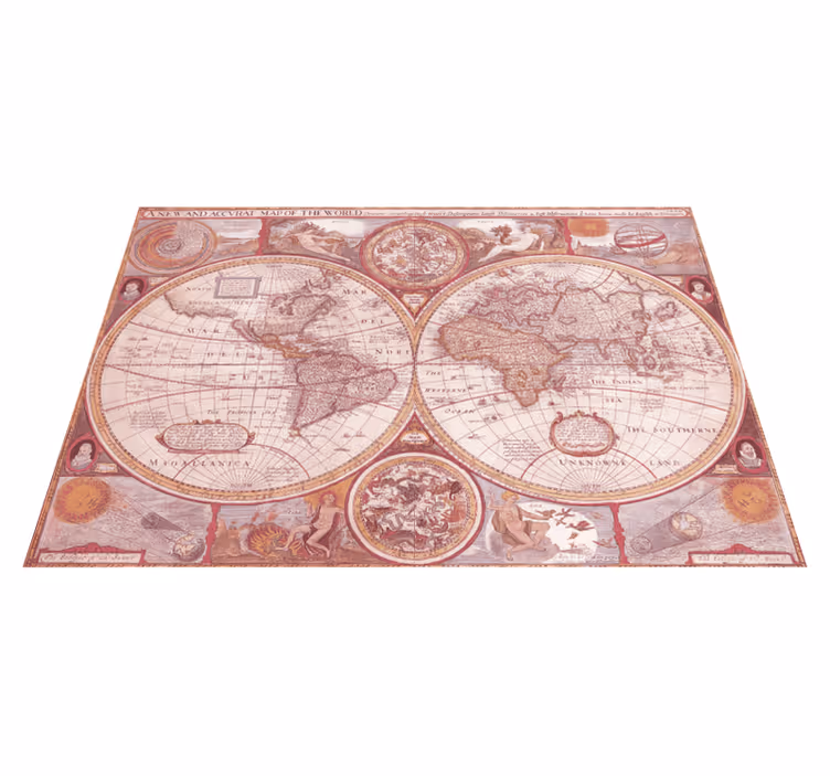 Tapis vinyle carte du monde vintage globe chart - TenStickers