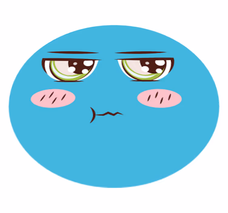 Tapis vinyle rond visage de dessin animé triste - TenStickers
